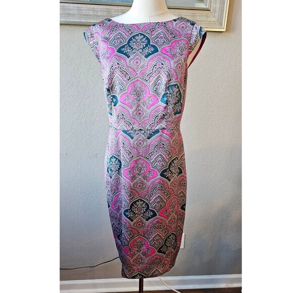 The Limited‎ Women's Medallion Paisley Print Sheath Pencil Dress Size 8 Pink - Picture 1 of 6